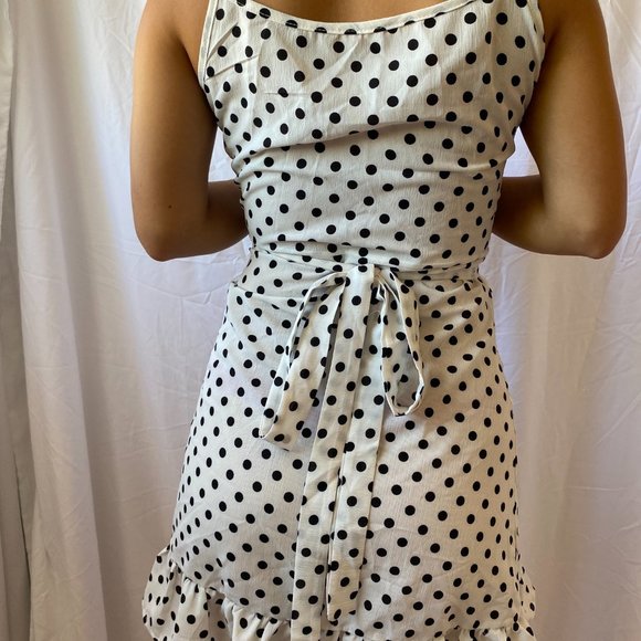 Polka dot wrap mini dress (S) - Picture 3 of 3